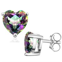 6MM Heart Cut Mystic Topaz 2CTW Stud Earrings in S