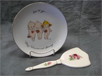 Kewpie Collector Plate & Porcelain Hand Mirror