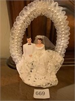 Vintage Wedding Cake Topper Lace & Pearls