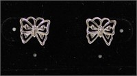 Cute Fluttery Butterfly Silver Tone Post Earring