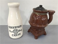 Ceramic Cream Bottle & Pot Belly Stove