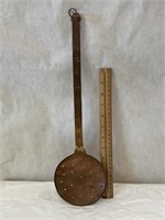 Antique Copper Spoon Strainer Skimmer