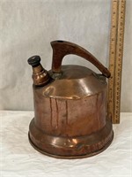 Antique Copper Tea Kettle Wood Handle