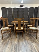 Antique Oak Dining Table W 6 Chairs