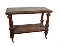 CARVED MAHOGANY 2 TIER REGENCY STYLE SERVING TABLE