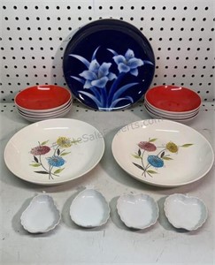 Plate & Bowls Red Mikasa Set of 8