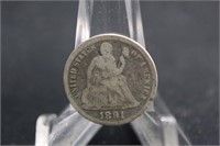 1891 Seated Liberty Silver Dime