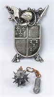 Metal Coat of Arms Plaque & Mace