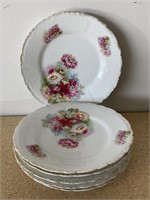 Floral Painted Bread & Butter Porcelain Plates