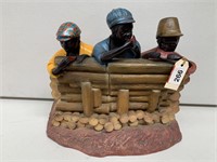 3 x African American Men on Fence Resin