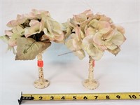 2-4" Cast Iron Bases w/ Artificial Flowers