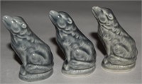 (3) Vtg Wade Whimsies Porcelain Howling Wolf