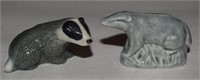 (2) Vtg Wade Whimsies Porcelain Badger Figures