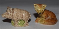 (2) Vtg Wade Whimsies Porcelain Figures Wild Boar