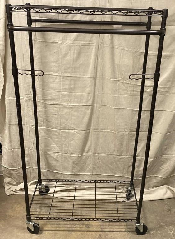 Black Metal Storage Rack on Wheels