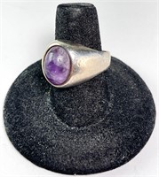 Sterling Taxco Amethyst Ring 10 Grams Size 7.25