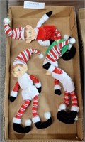 THREE TRIMMERY DECK THE HALLS ELF ORNAMENTS