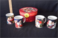 2002 Coca Cola Christmas Holiday Mugs, set of 4