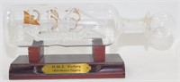 * Vintage Spun Glass H.M.S. Victory Ship in a