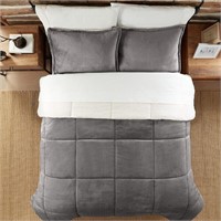 Serta Cozy Plush Comforter Set, Queen, Grey