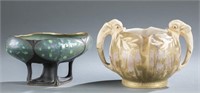 2 Bohemian art pottery vases, c.1900.