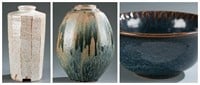 3 studio pottery pieces. 20th century.
