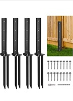 (New) 4 Pack Fence Post Anchor Kit, Heavy Duty