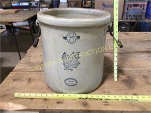 Antique 6 gallon pickle crock, Western Stoneware