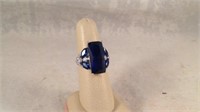 Size 8 blue sapphire large gemstone women's ring