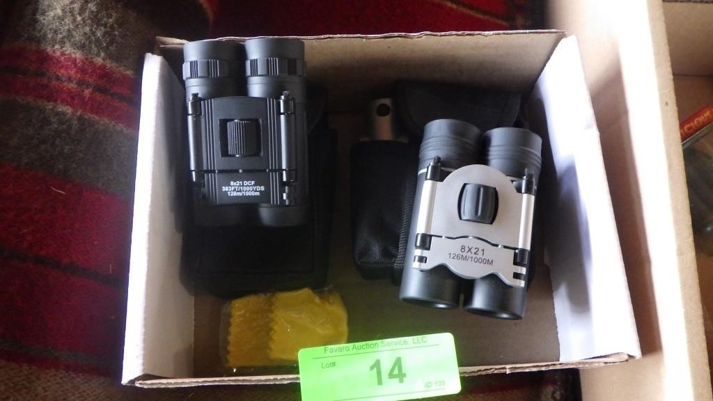 2 PAIR MINI BINOCULARS (8 x 21)