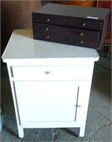 Steel Flatware 3 Drawers & Tin Enamel Cupboard