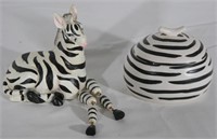 Lying Zebra with Swing Legs Figurine & Bowl