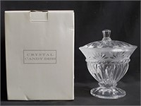 Carthage crystal candy dish with lid in original