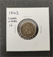 1863 Copper Nickel 1 Cent