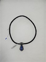 Lapis w/ Sterling leather cord necklace