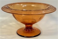 LOVELY 1930'S ETCHED AMBER GLASS FOOTED BOWL