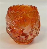 UNIQUE MARIGOLD EMBOSSED CARNIVAL GLASS DISH