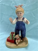 Homco Denim Days Figurine # 1523 Debbie Christmas