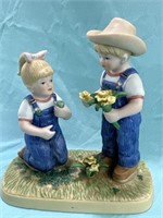 Vintage Homco Denim Days Figurine Shamrocks and