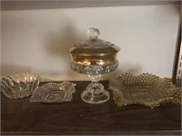 2 RUFFLED TRINKET DISHES AND 2 CANDY DISHES