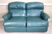 La-Z-Boy Green Leather Double Recliner