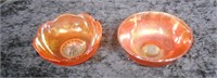 2 Marigold Carnival Glass Bowls 4" Dia