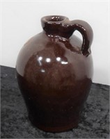 Brown Glazed Clay Pottery Whiskey Jug 6½" Tall