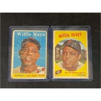 (2) 1958/1958 Topps Willie Mays Cards Low Grade