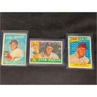 (3) Low Grade Vintage Stan Musial Cards