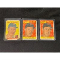 (3) 1958 Topps Ted Williams Low Grade
