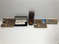 6 CASE KNIFE BOXES AND CASE SHEATH
