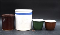 4 Vintage Stoneware Crocks & Cups