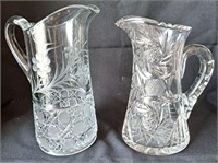 PAIR OF PRETTY CUT GLASS LARGE WATER PITCHERS