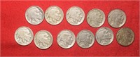 (11) Buffalo Nickels  1927 to 1937 & One w/No Date